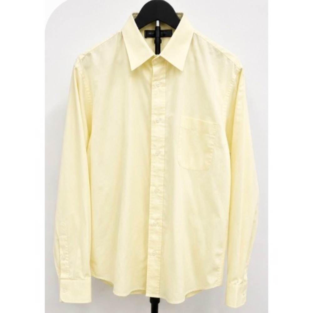 Andrew Fezza Mens 16.5 34/35 Yellow Long Sleeve Cotton Button Down Dress Shirt